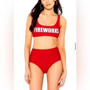 No Boundaries Fireworks Red Bikini Swim Top & Bottom